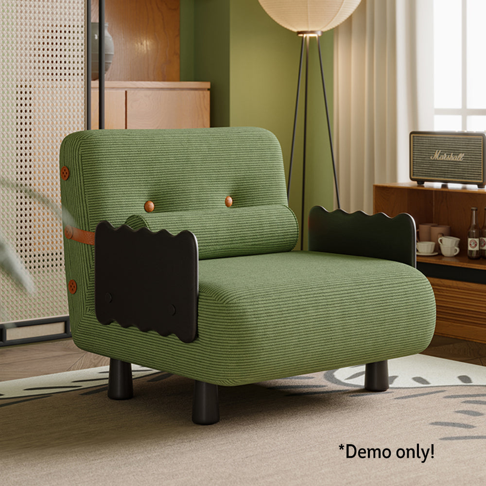 LIVARA 80cm/120cm Length Corduroy Fabric Sofa Bed Solid Wood Frame