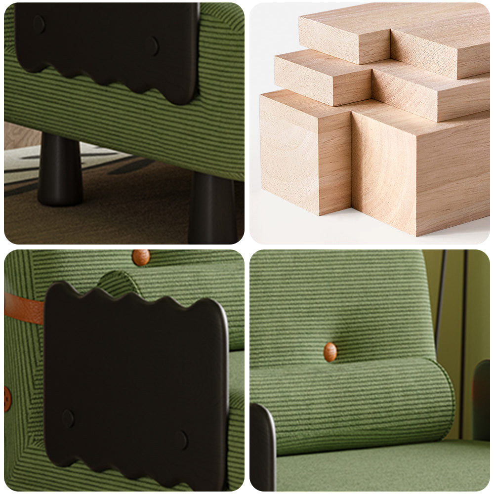 LIVARA 80cm/120cm Length Corduroy Fabric Sofa Bed Solid Wood Frame