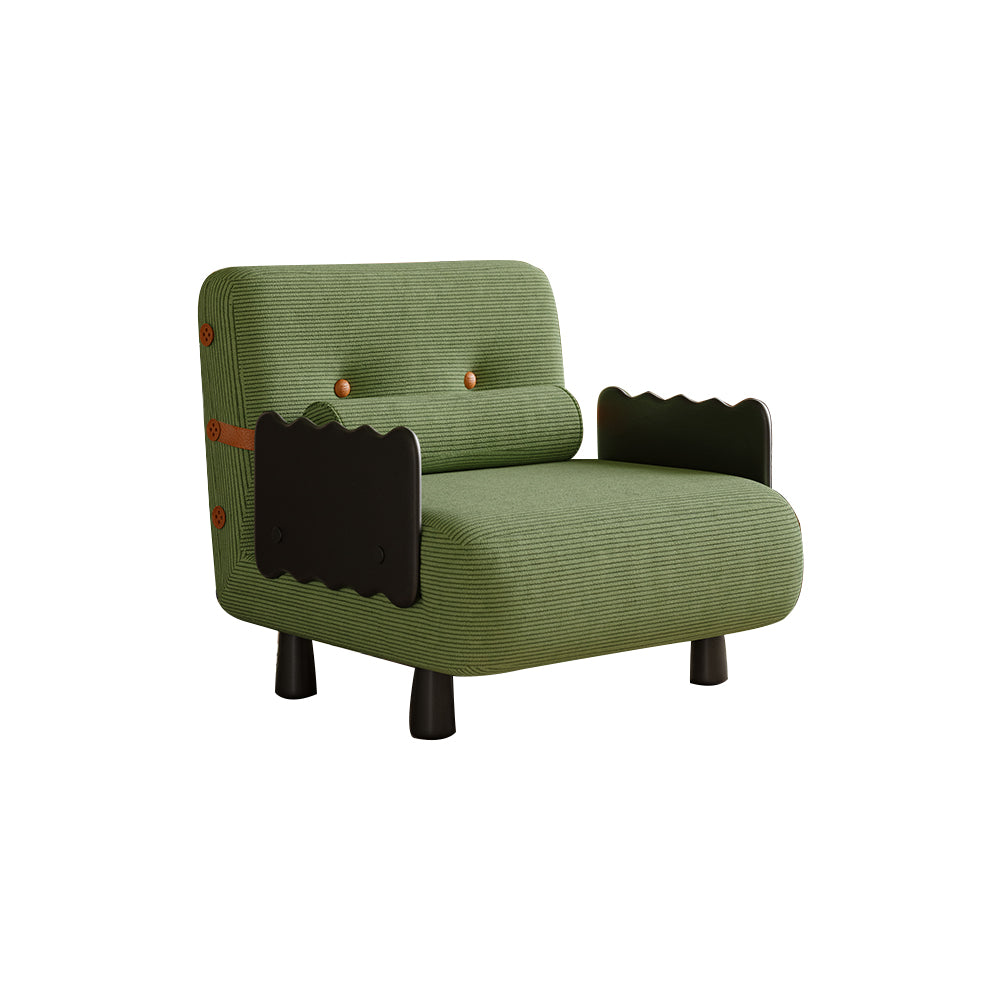 LIVARA 80cm/120cm Length Corduroy Fabric Sofa Bed Solid Wood Frame