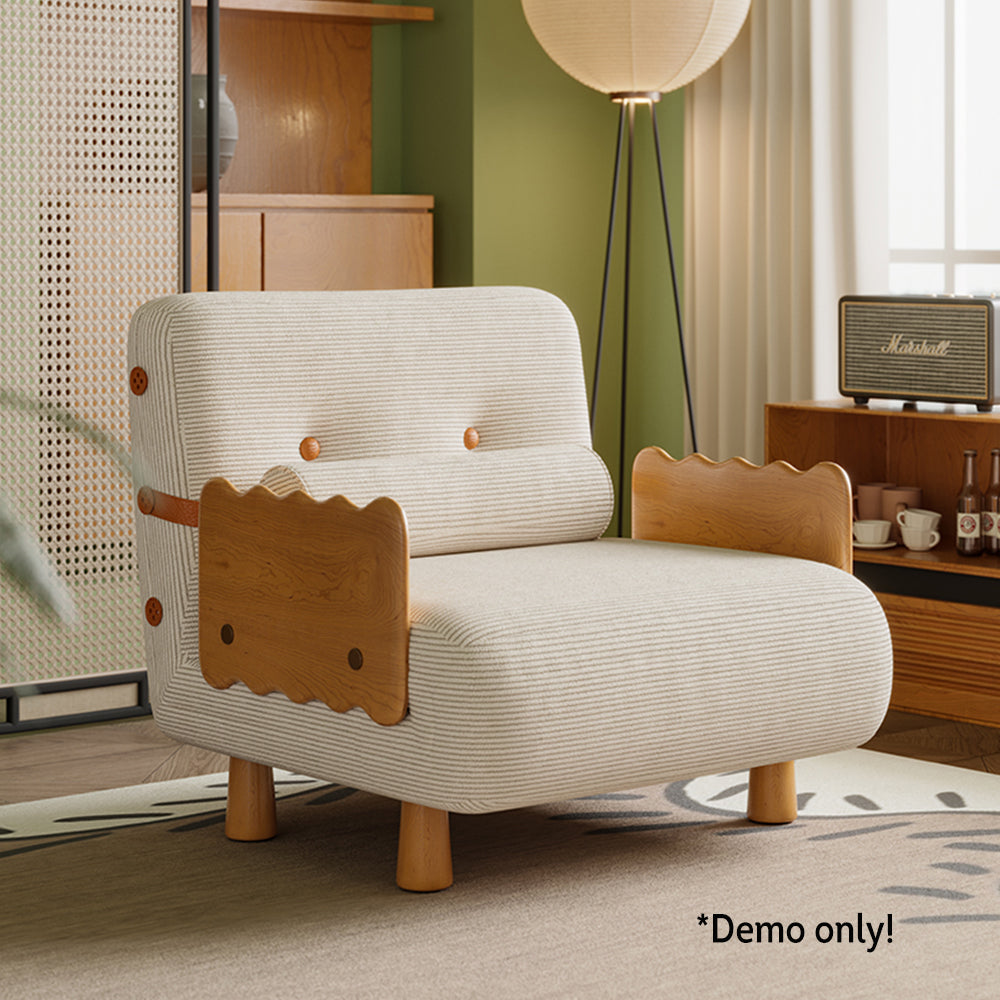 LIVARA 80cm/120cm Length Corduroy Fabric Sofa Bed Solid Wood Frame