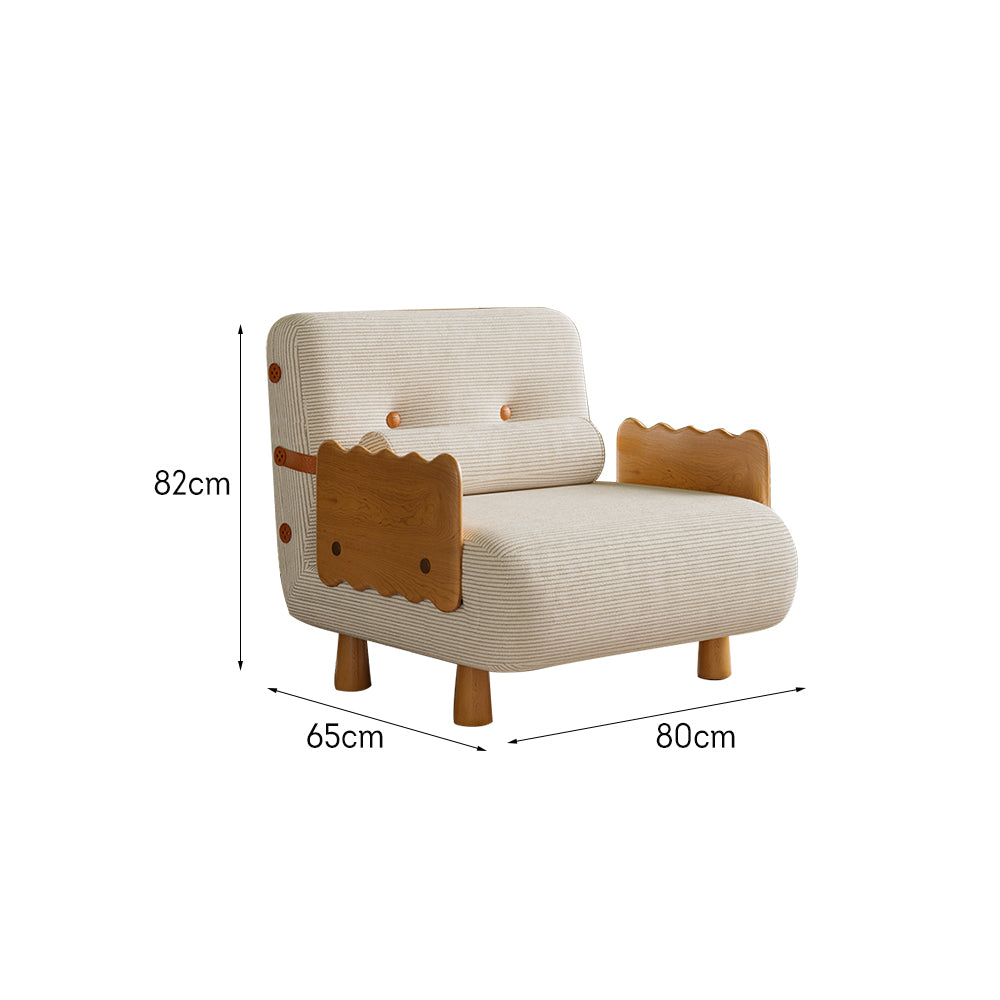 LIVARA 80cm/120cm Length Corduroy Fabric Sofa Bed Solid Wood Frame