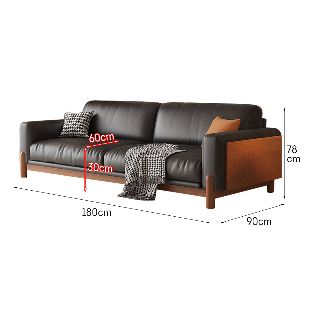 LIVARA 180cm/210cm/240cm/280cm Length Oil Waxed Leather Fabric Sofa Solid Wood Frame