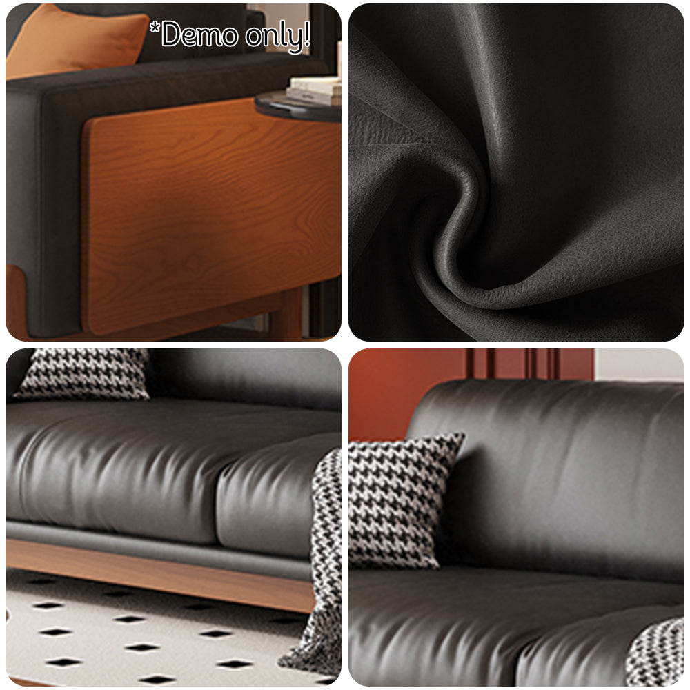 LIVARA 180cm/210cm/240cm/280cm Length Oil Waxed Leather Fabric Sofa Solid Wood Frame