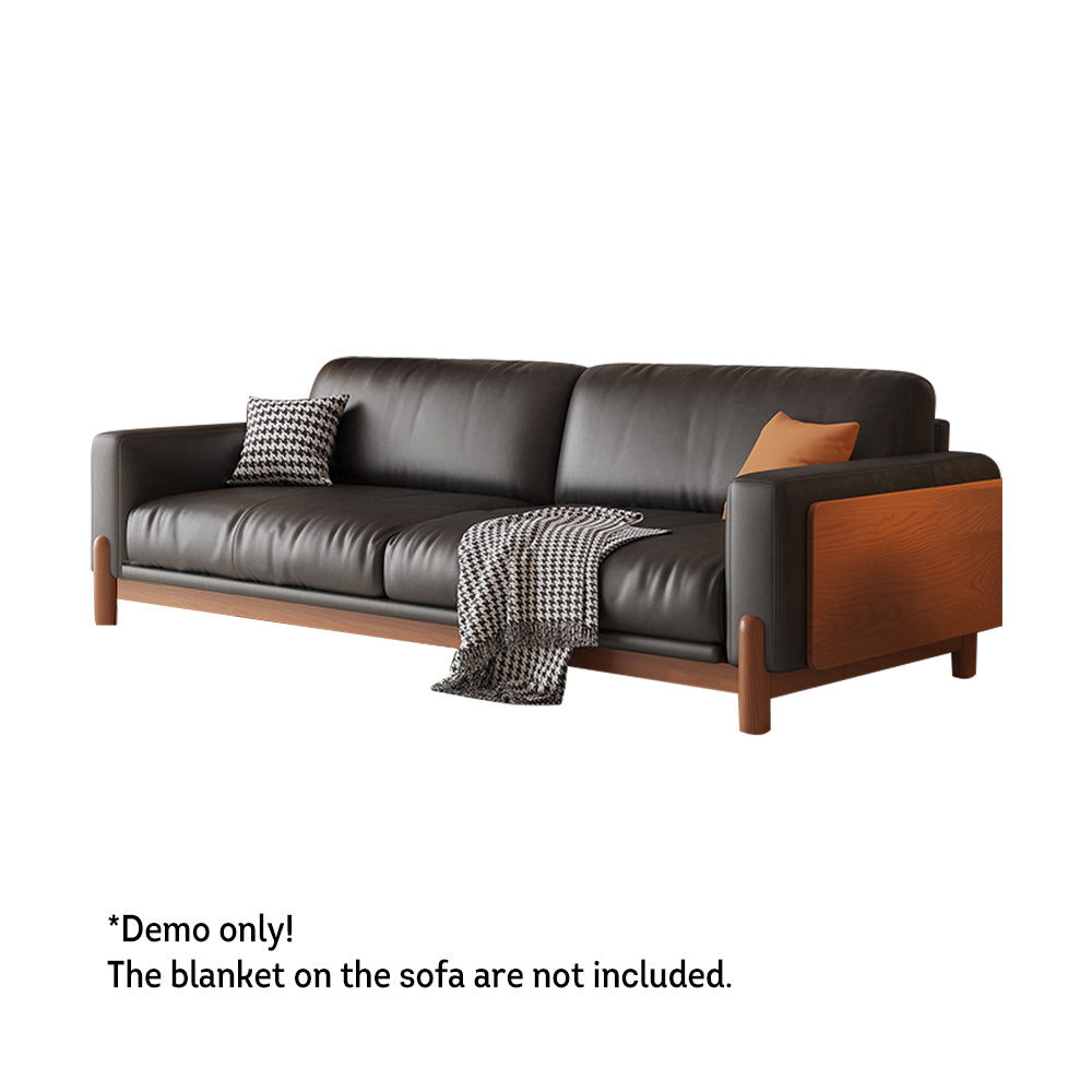 LIVARA 180cm/210cm/240cm/280cm Length Oil Waxed Leather Fabric Sofa Solid Wood Frame