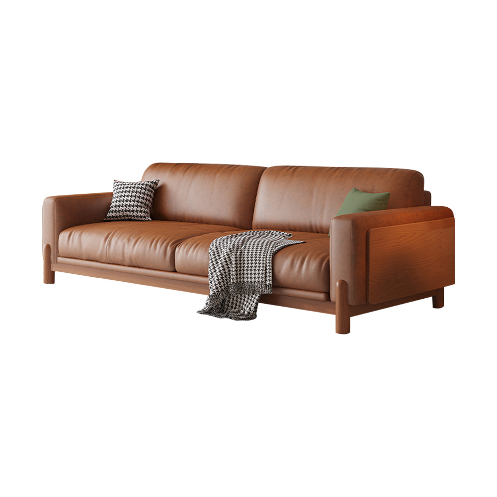 LIVARA 180cm/210cm/240cm/280cm Length Oil Waxed Leather Fabric Sofa Solid Wood Frame