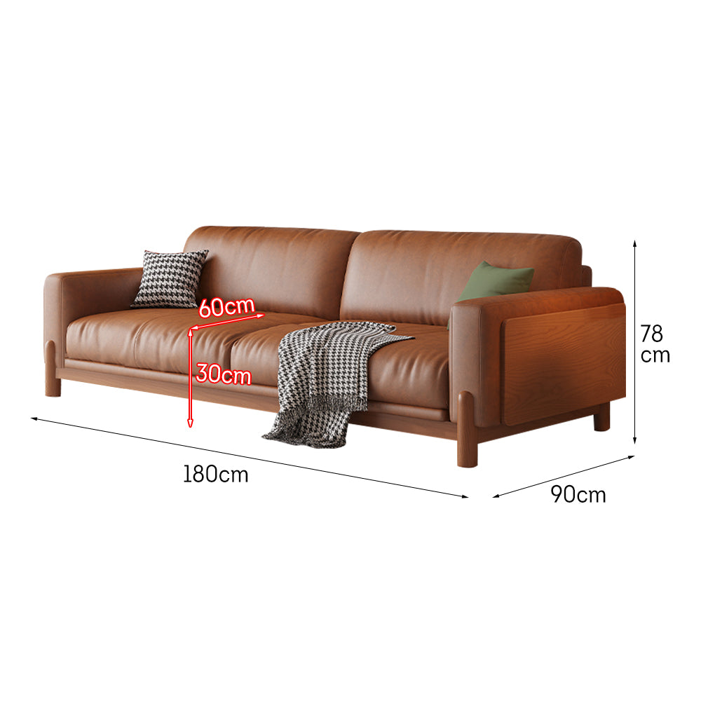 LIVARA 180cm/210cm/240cm/280cm Length Oil Waxed Leather Fabric Sofa Solid Wood Frame