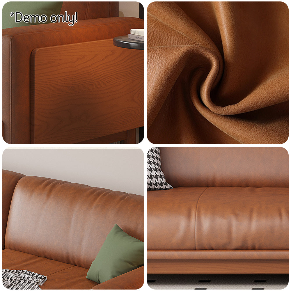 LIVARA 180cm/210cm/240cm/280cm Length Oil Waxed Leather Fabric Sofa Solid Wood Frame