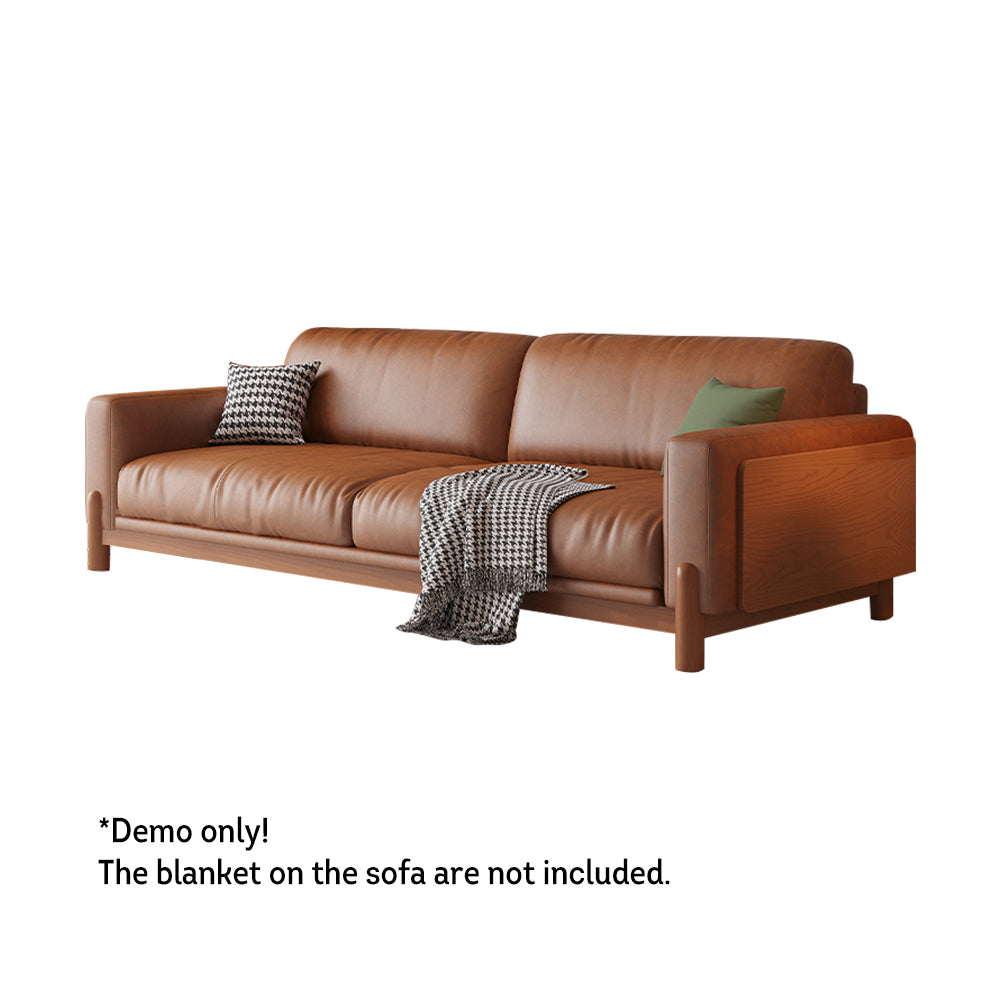 LIVARA 180cm/210cm/240cm/280cm Length Oil Waxed Leather Fabric Sofa Solid Wood Frame
