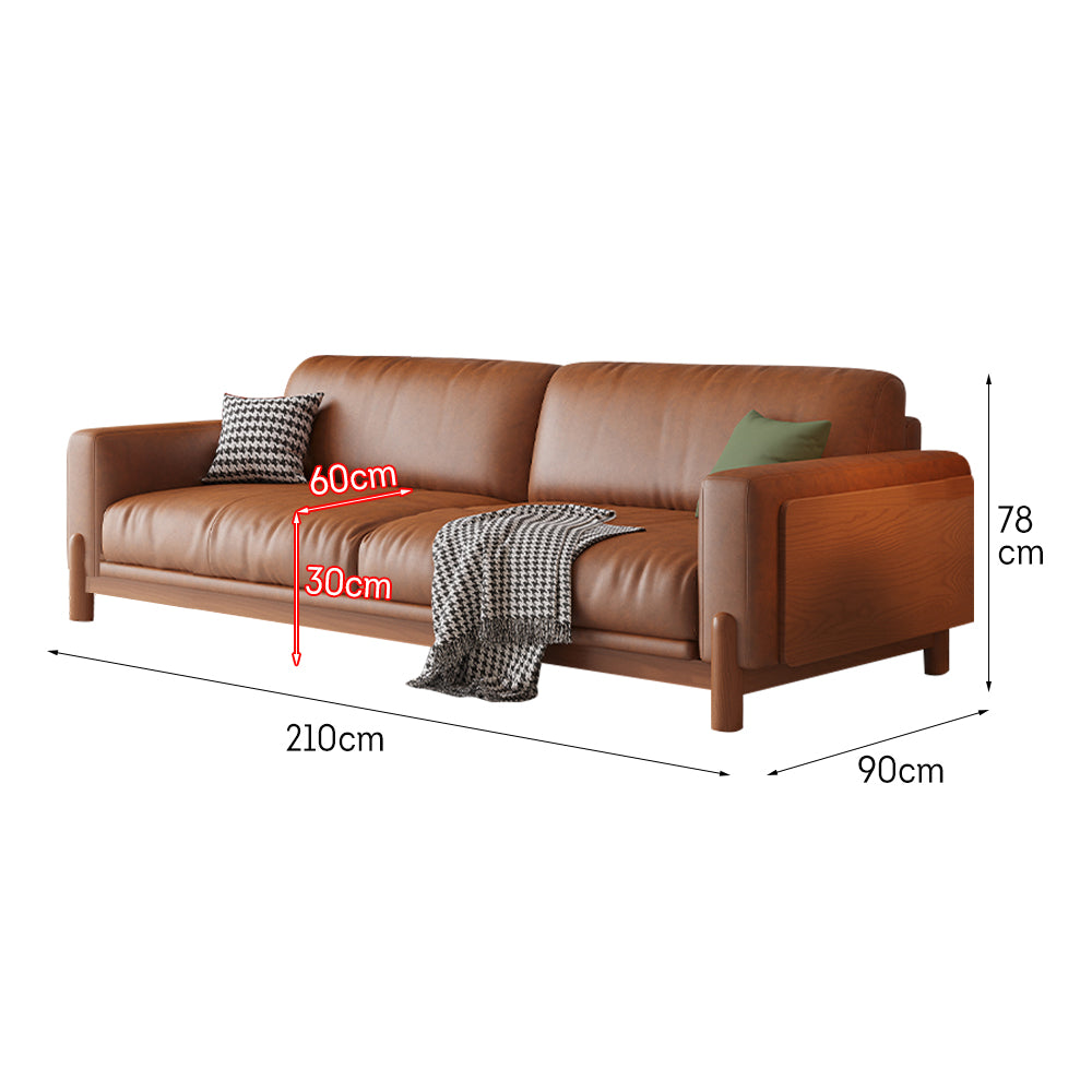 LIVARA 180cm/210cm/240cm/280cm Length Oil Waxed Leather Fabric Sofa Solid Wood Frame