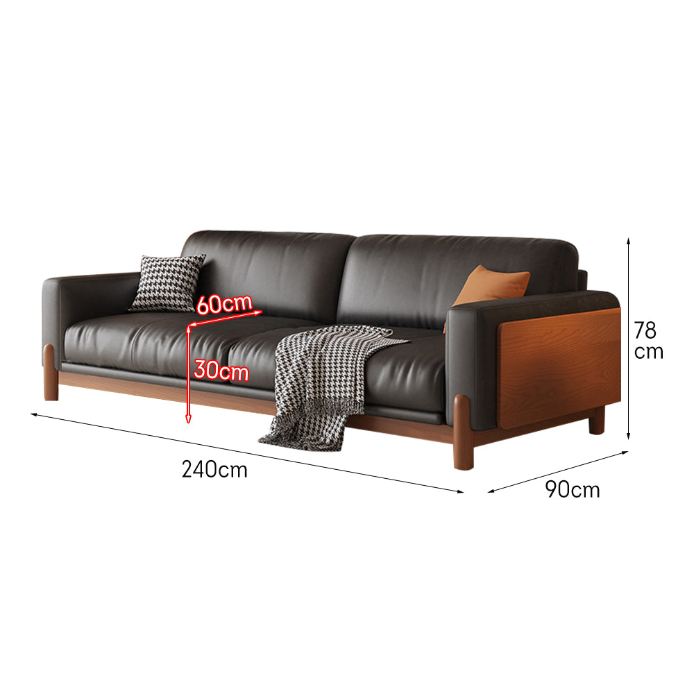 LIVARA 180cm/210cm/240cm/280cm Length Oil Waxed Leather Fabric Sofa Solid Wood Frame