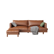 LIVARA 220cm Length Oil Waxed Leather Fabric Sofa Solid Wood Frame