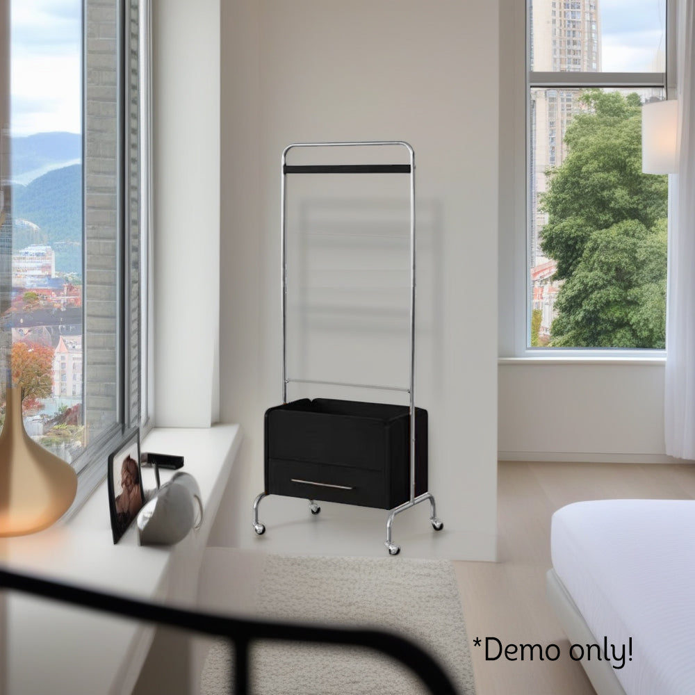 LIVARA Solid Wood Clothes Rack With Swivel Casters