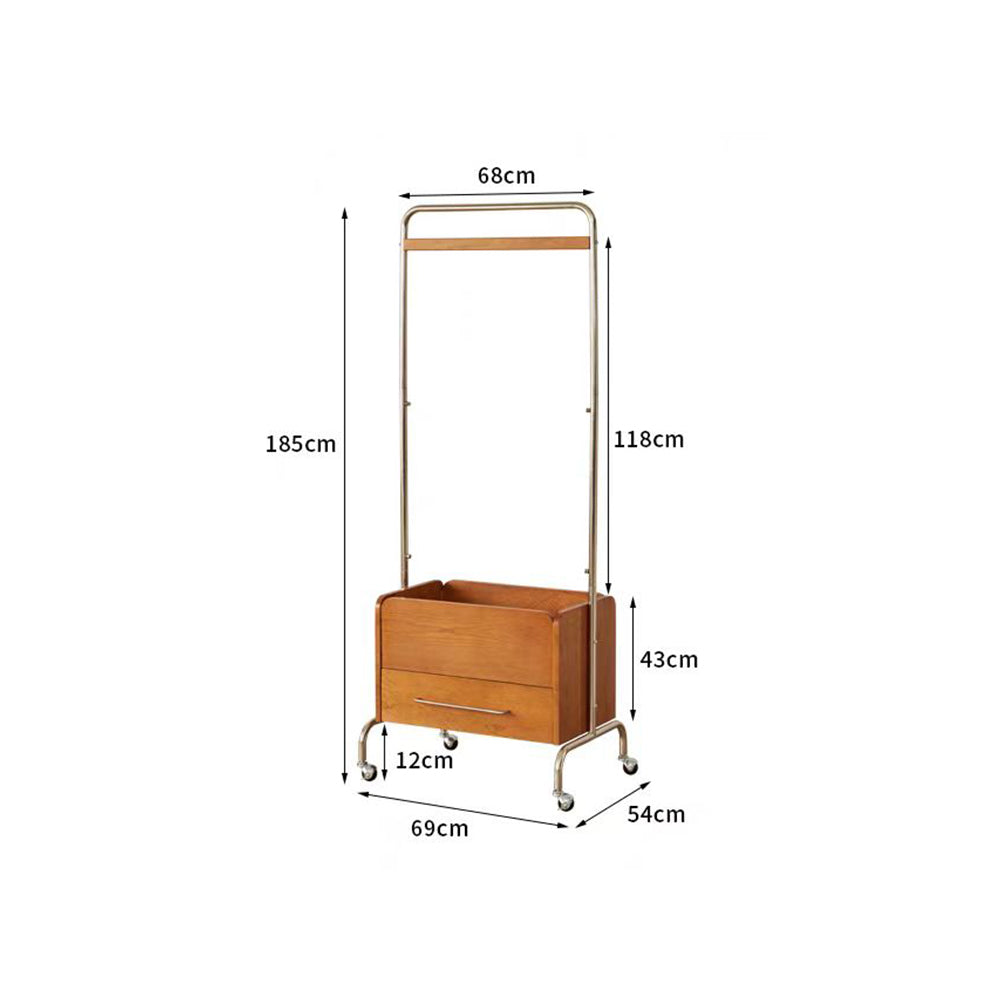 LIVARA Solid Wood Clothes Rack With Swivel Casters