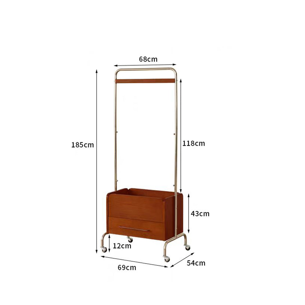LIVARA Solid Wood Clothes Rack With Swivel Casters