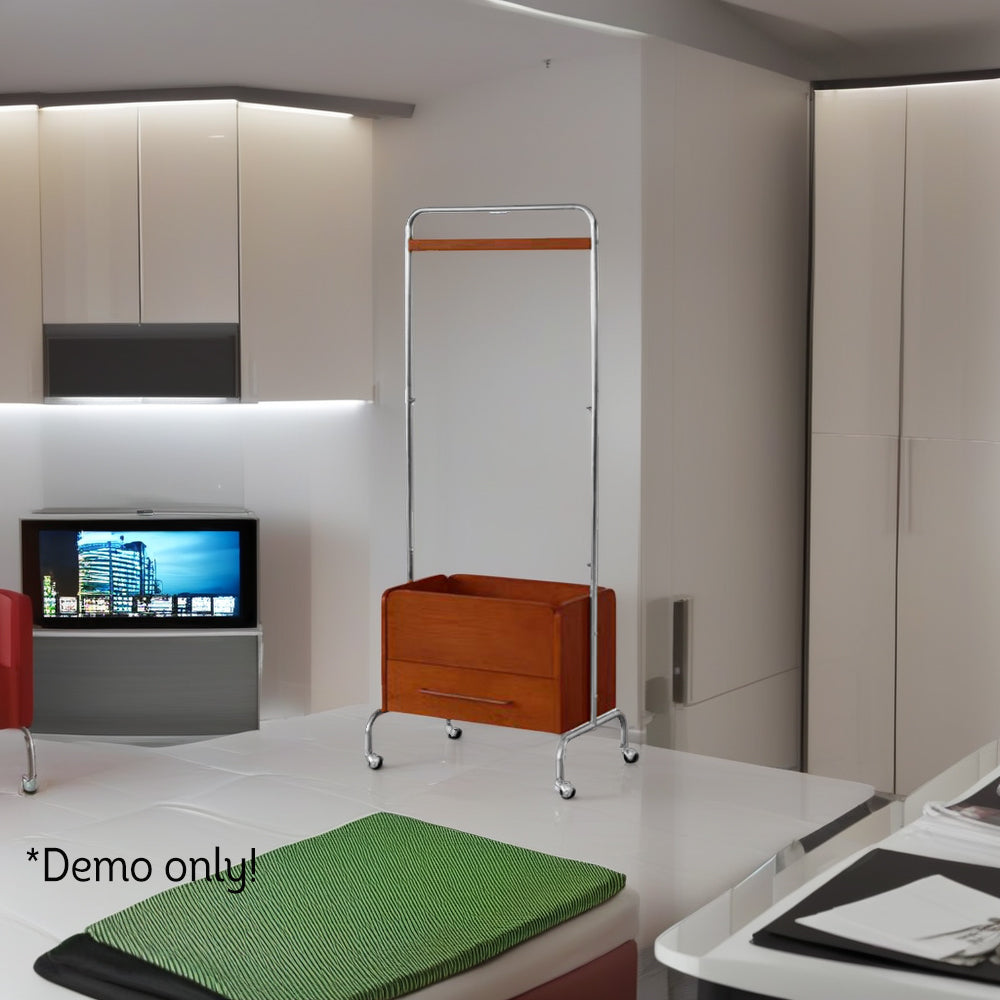 LIVARA Solid Wood Clothes Rack With Swivel Casters