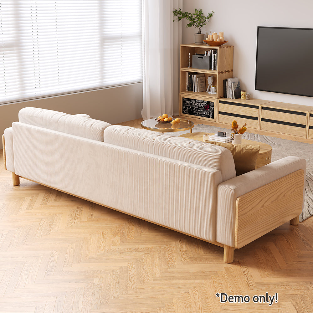 LIVARA SM811 180/210/240/280cm Length Corduroy Fabric Sofa Solid Wood Frame - Beige