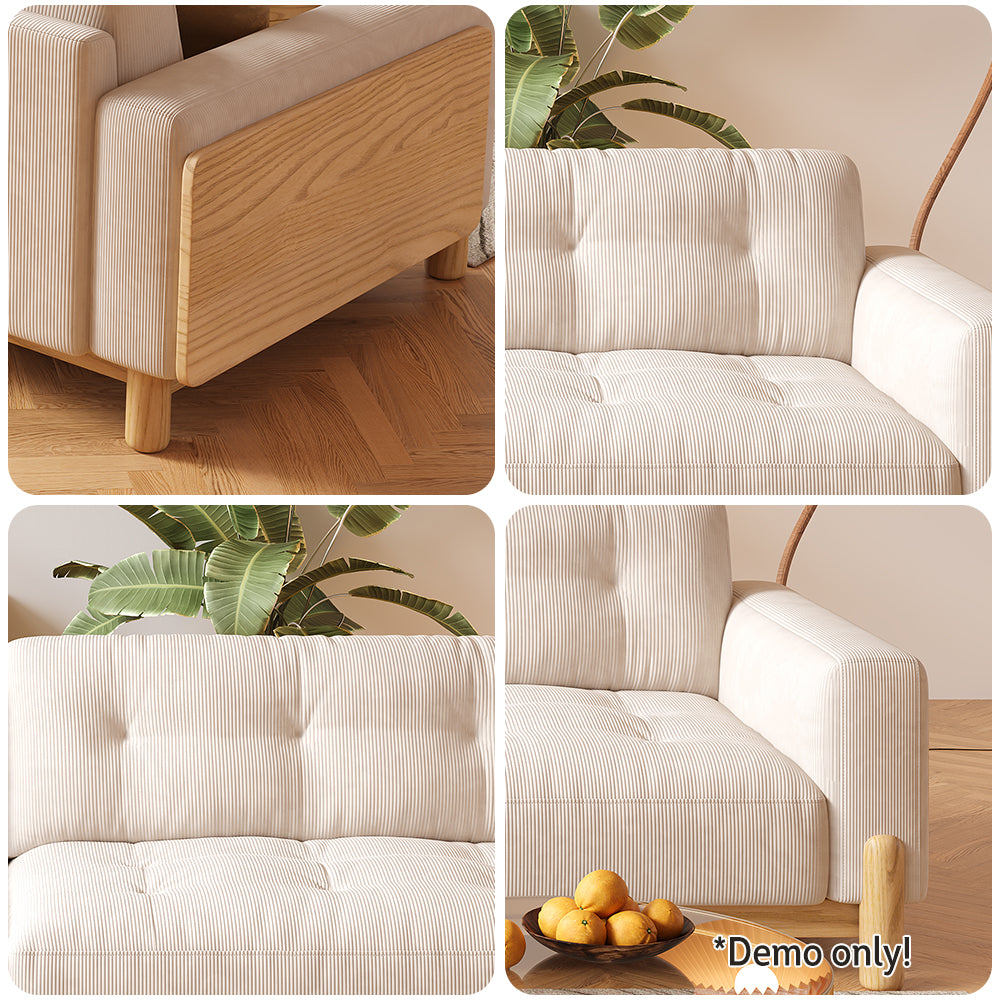 LIVARA SM811 180/210/240/280cm Length Corduroy Fabric Sofa Solid Wood Frame - Beige