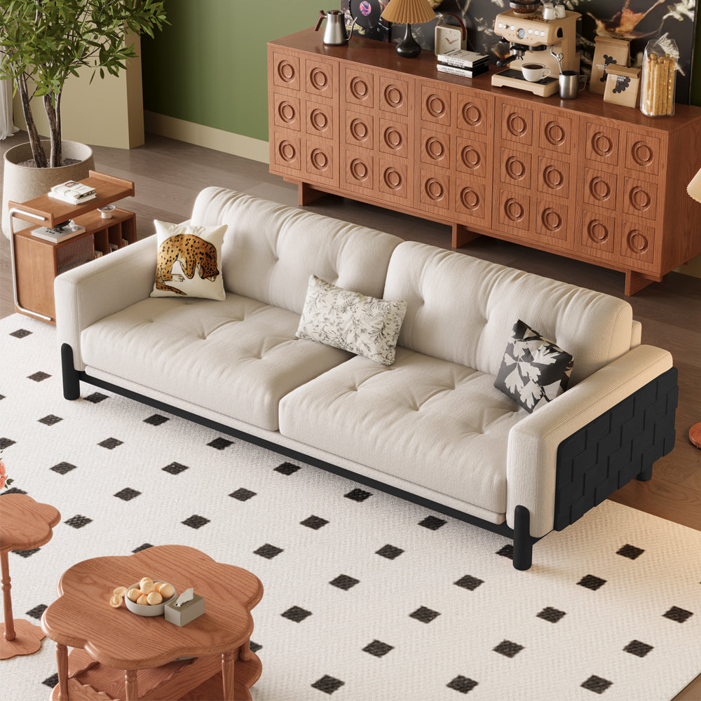 LIVARA 8114 Vintage Style Geometric Design Sofa 180-280cm with Cushions