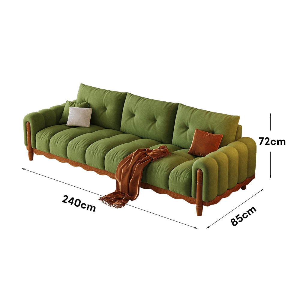 LIVARA 908 Vintage Style Velvet Sofa 180-280cm With Throw Pillows