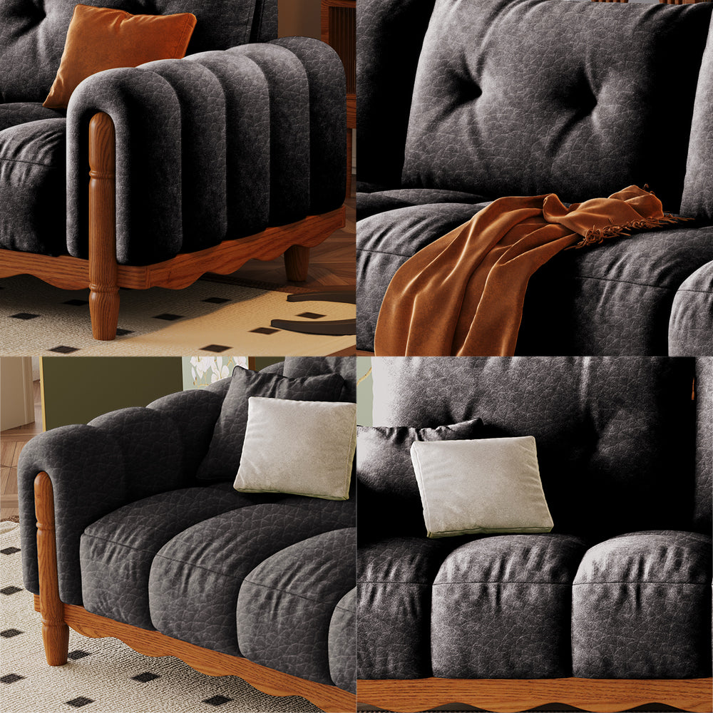 LIVARA 908 Vintage Style Oil Wax Leather Sofa 180-280cm With Throw Pillows