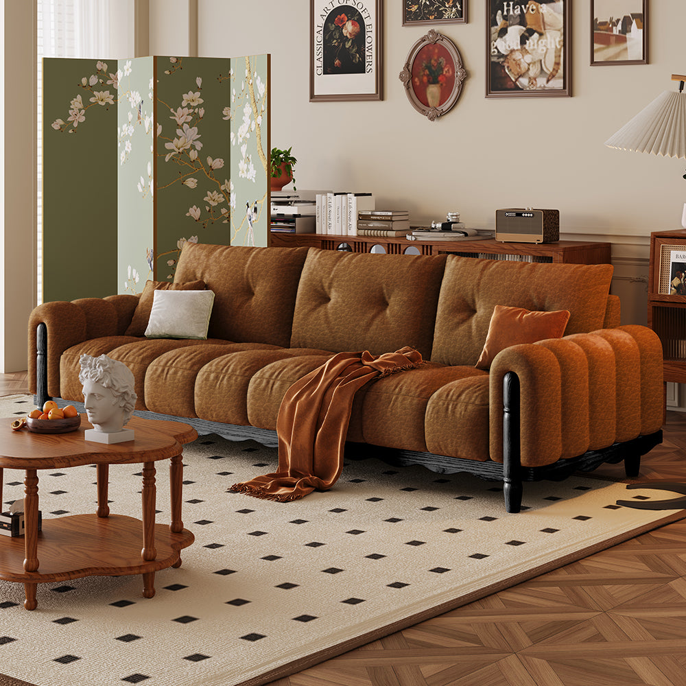 LIVARA 908 Vintage Style Oil Wax Leather Sofa 180-280cm With Throw Pillows