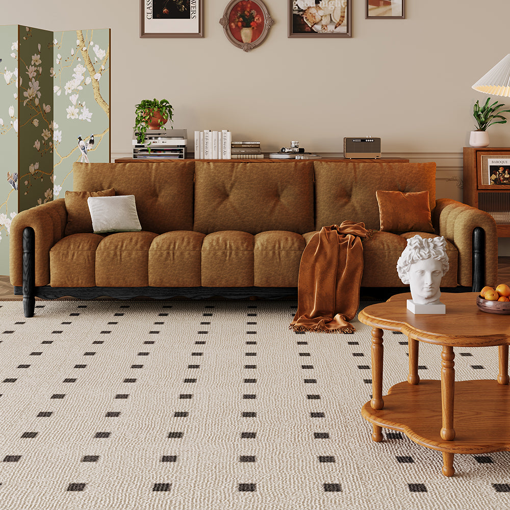 LIVARA 908 Vintage Style Oil Wax Leather Sofa 180-280cm With Throw Pillows