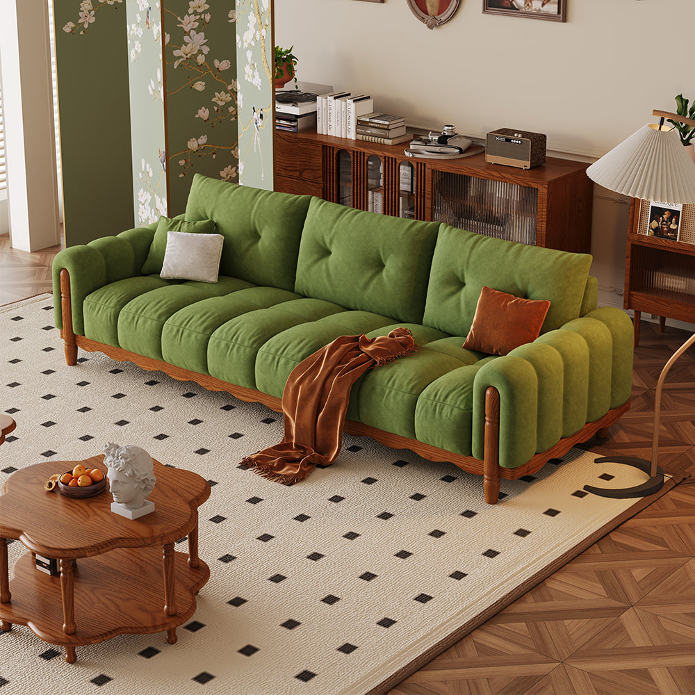 LIVARA 908 Vintage Style Velvet Sofa 180-280cm With Throw Pillows