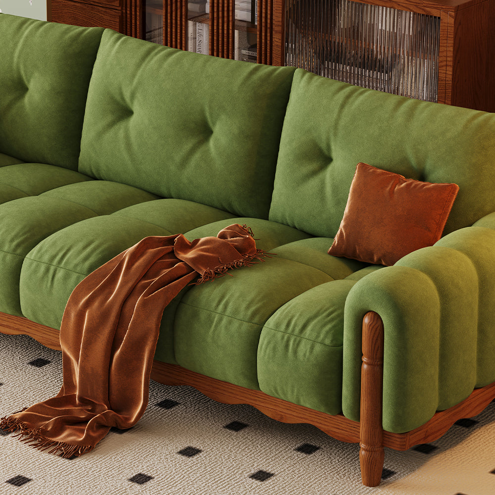 LIVARA 908 Vintage Style Velvet Sofa 180-280cm With Throw Pillows