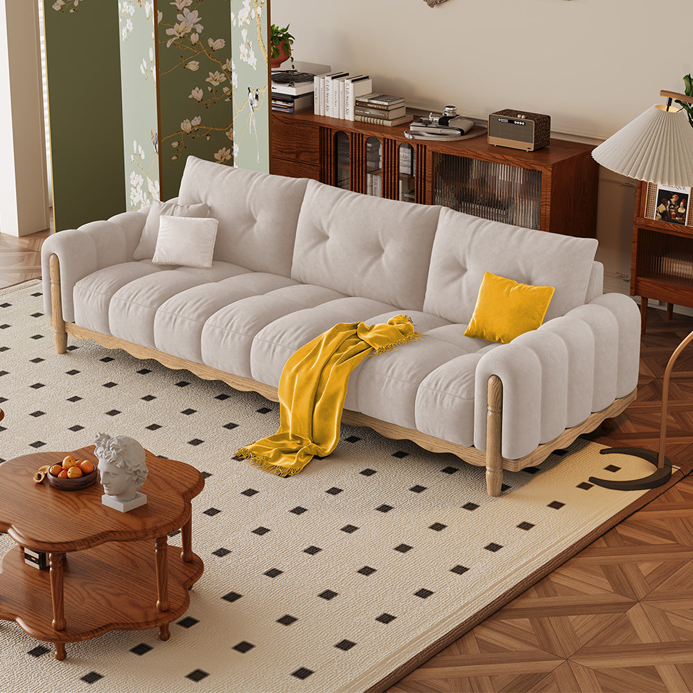 LIVARA 908 Vintage Style Velvet Sofa 180-280cm With Throw Pillows