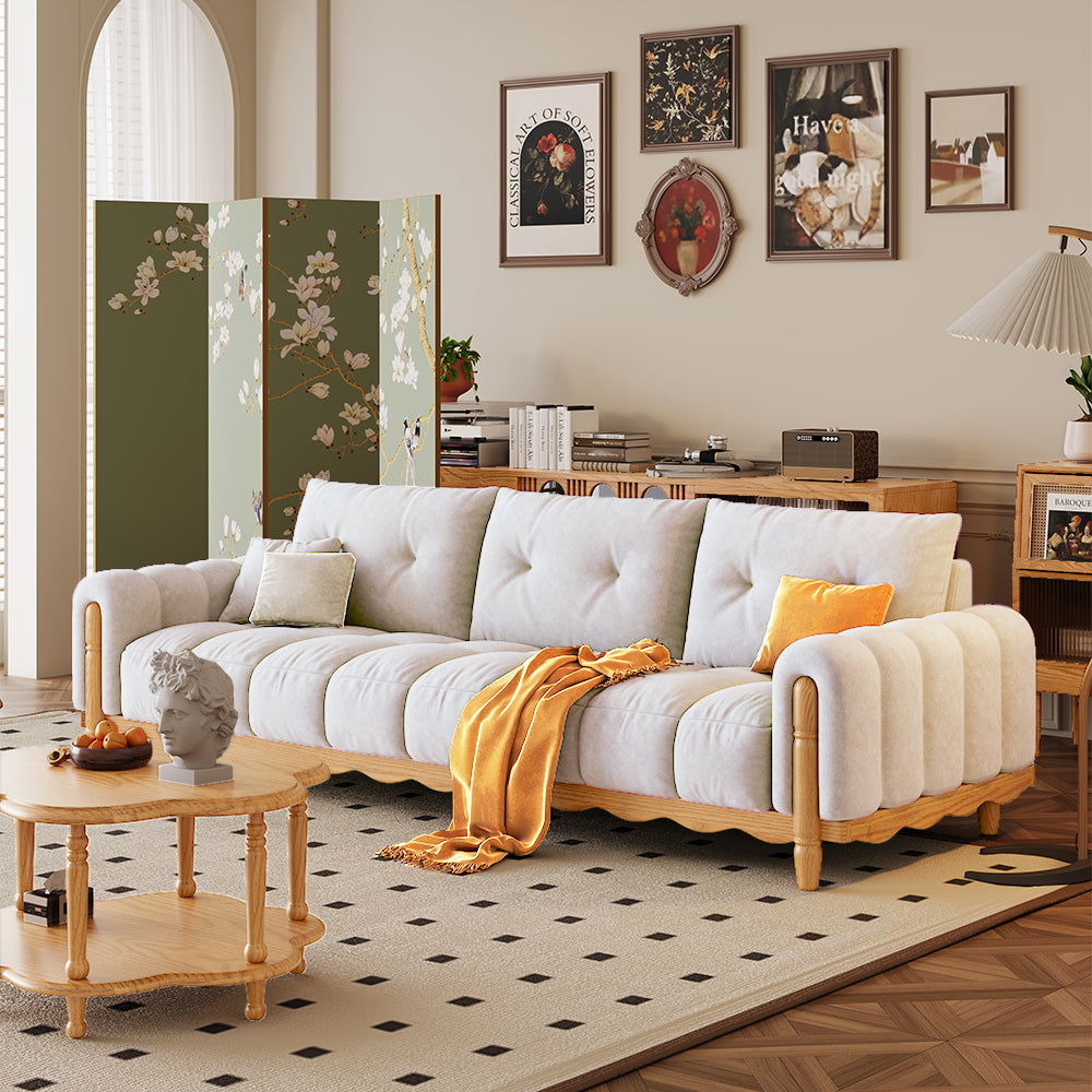 LIVARA 908 Vintage Style Velvet Sofa 180-280cm With Throw Pillows