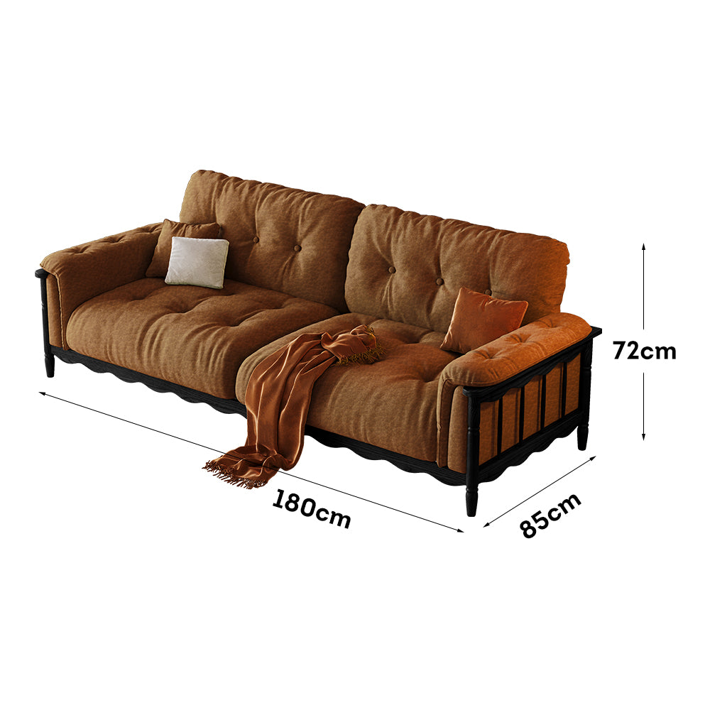 LIVARA 909 Vintage Style Oil Wax Leather Sofa 180-280cm With Cushions