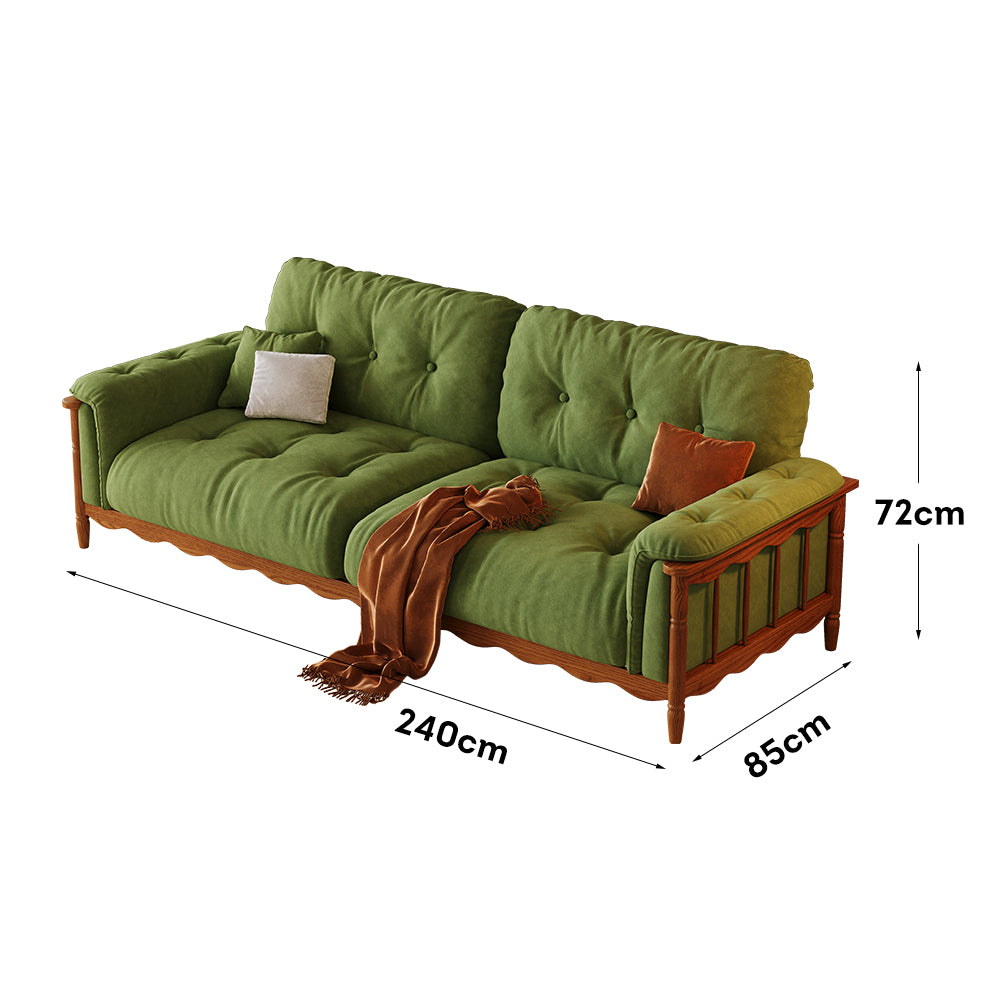 LIVARA 909 180-280cm Vintage Style Velvet Sofa 180-280cm With Cushions