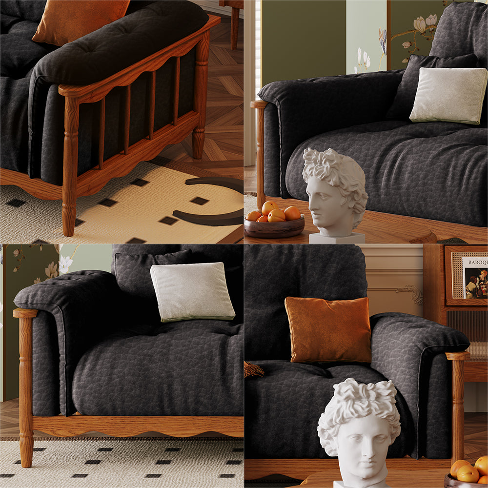 LIVARA 909 Vintage Style Oil Wax Leather Sofa 180-280cm With Cushions