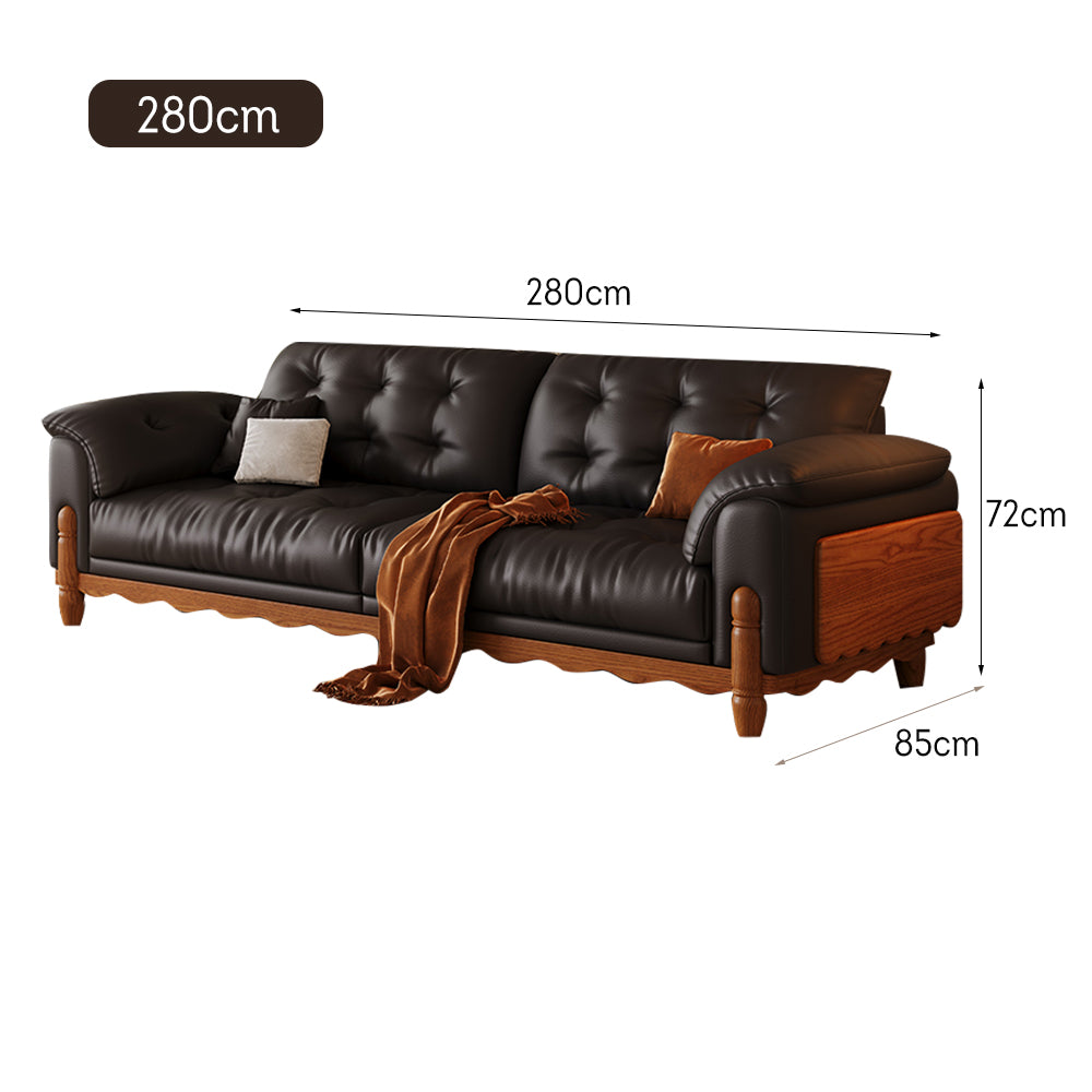 LIVARA 910 180/210/240/280cm Length Oil Waxed Leather Fabric Sofa Solid Wood Frame