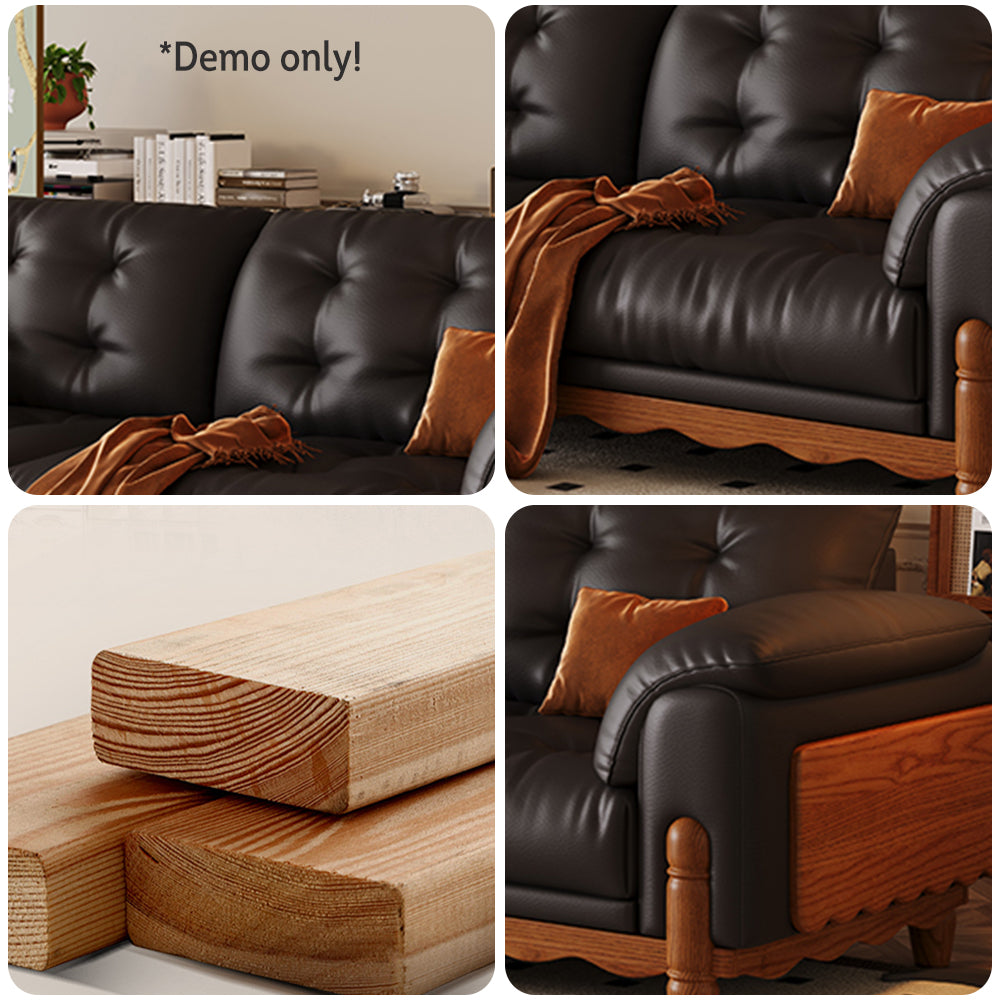 LIVARA 910 180/210/240/280cm Length Oil Waxed Leather Fabric Sofa Solid Wood Frame