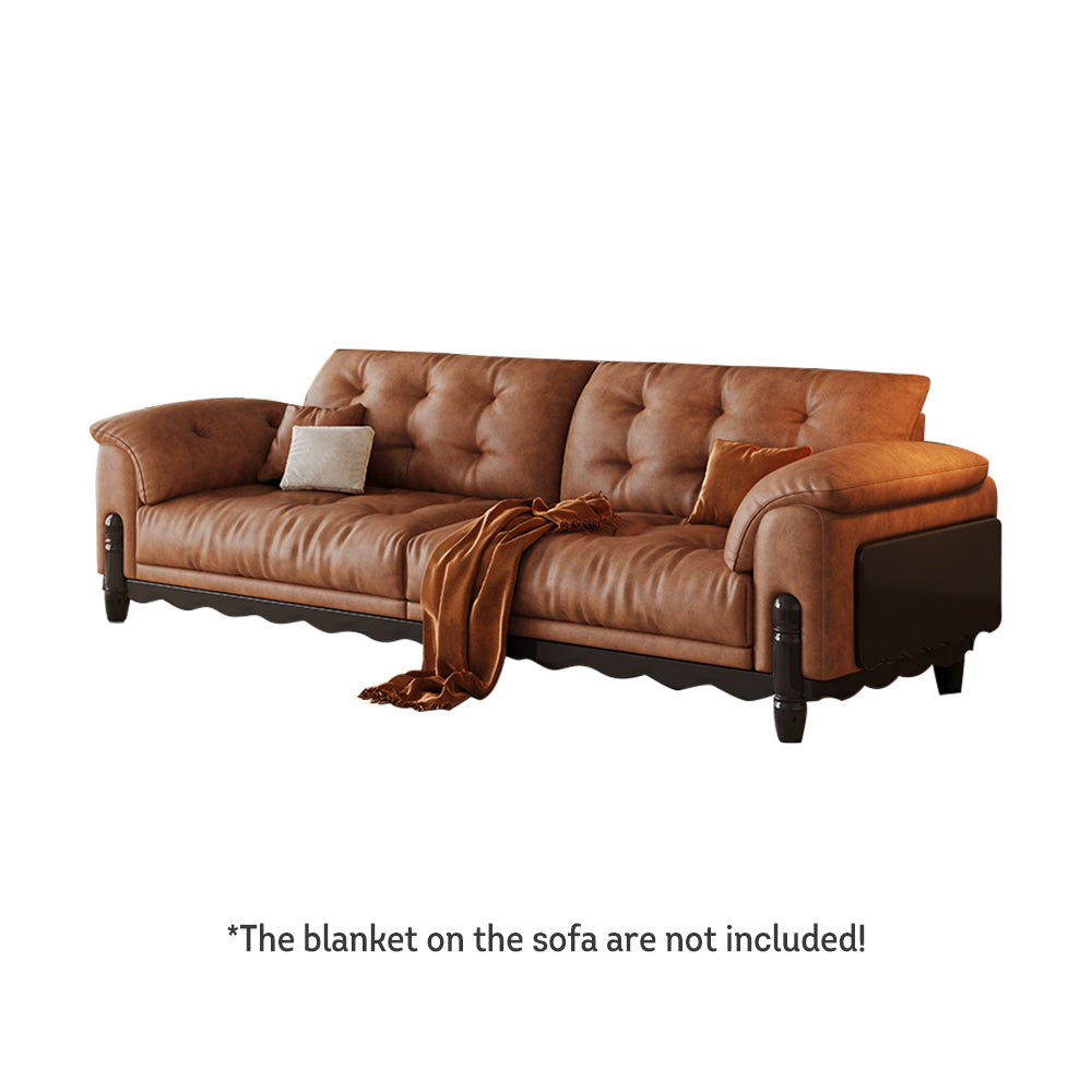 LIVARA 910 180/210/240/280cm Length Oil Waxed Leather Fabric Sofa Solid Wood Frame