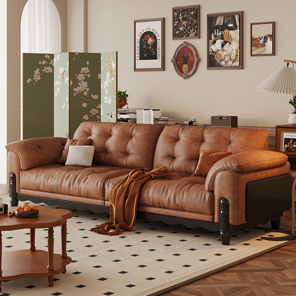 LIVARA 910 180/210/240/280cm Length Oil Waxed Leather Fabric Sofa Solid Wood Frame