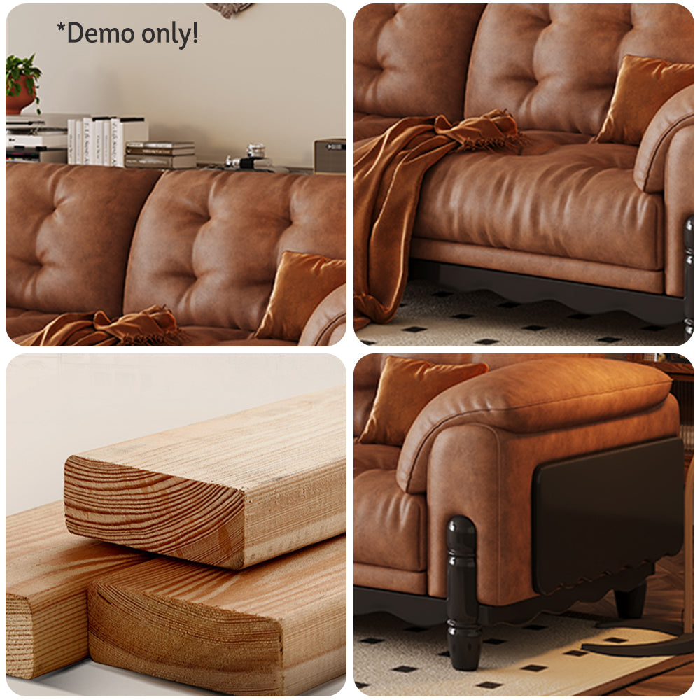 LIVARA 910 180/210/240/280cm Length Oil Waxed Leather Fabric Sofa Solid Wood Frame