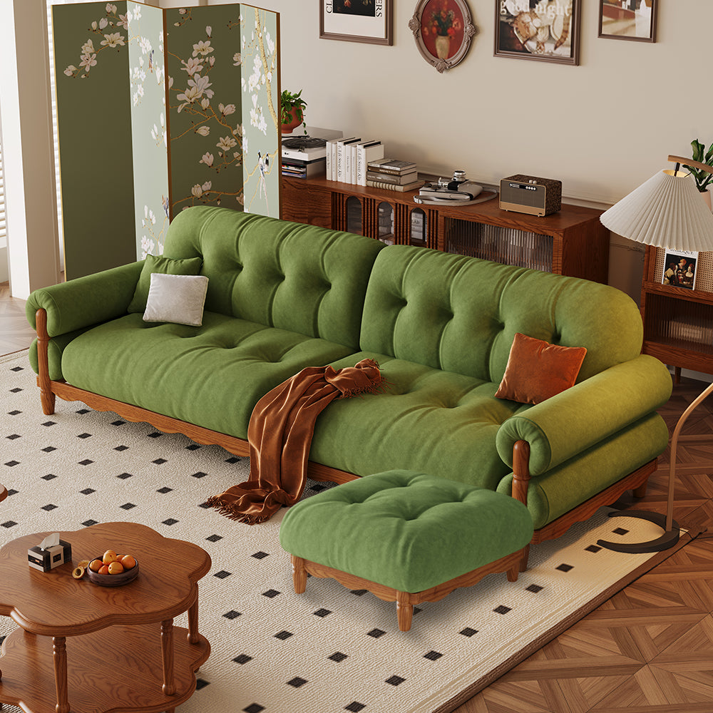 LIVARA 918 Vintage Style Velvet Sofa 180-280cm With Throw Pillows