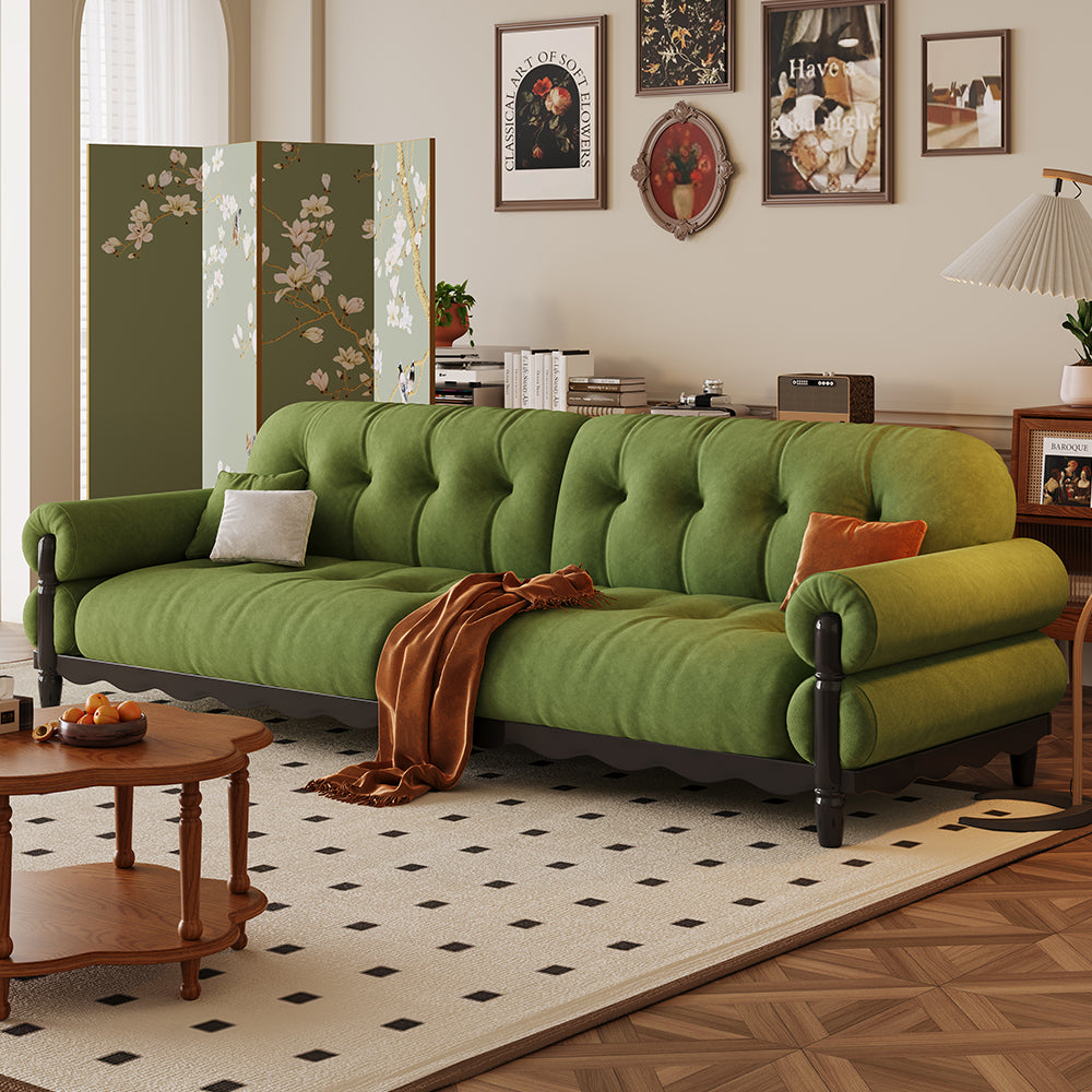 LIVARA 918 Vintage Style Velvet Sofa 180-280cm With Throw Pillows