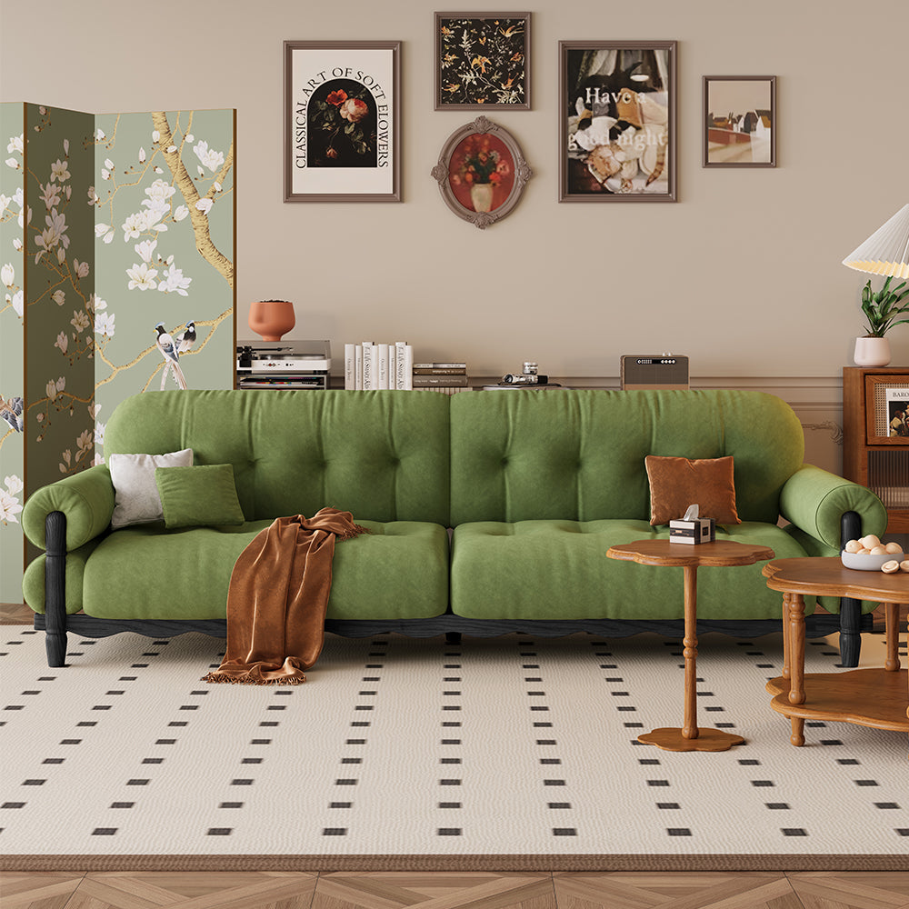 LIVARA 918 Vintage Style Velvet Sofa 180-280cm With Throw Pillows