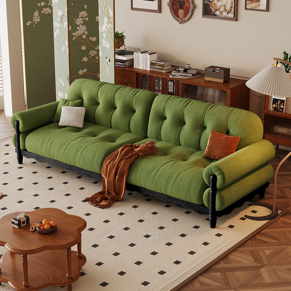 LIVARA 918 Vintage Style Velvet Sofa 180-280cm With Throw Pillows