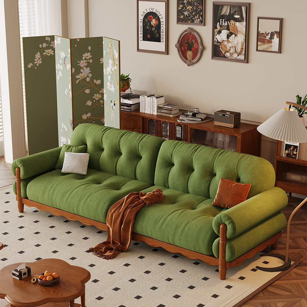 LIVARA 918 Vintage Style Velvet Sofa 180-280cm With Throw Pillows