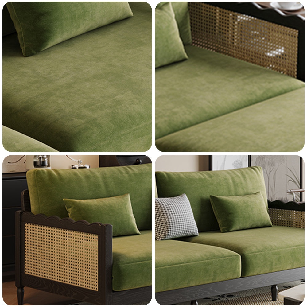 LIVARA 180cm/210cm/240cm/280cm Length Baby Velvet Fabric Sofa Bed Solid Wood Frame