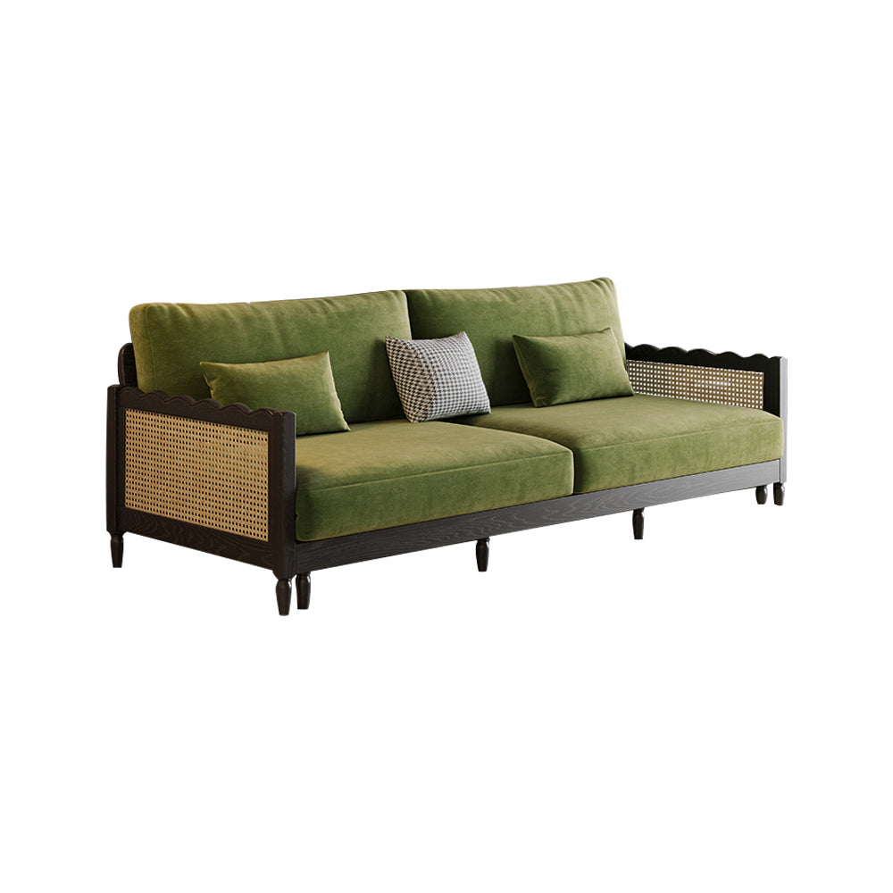 LIVARA 180cm/210cm/240cm/280cm Length Baby Velvet Fabric Sofa Bed Solid Wood Frame