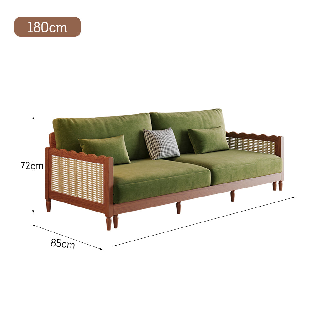LIVARA 180cm/210cm/240cm/280cm Length Baby Velvet Fabric Sofa Bed Solid Wood Frame