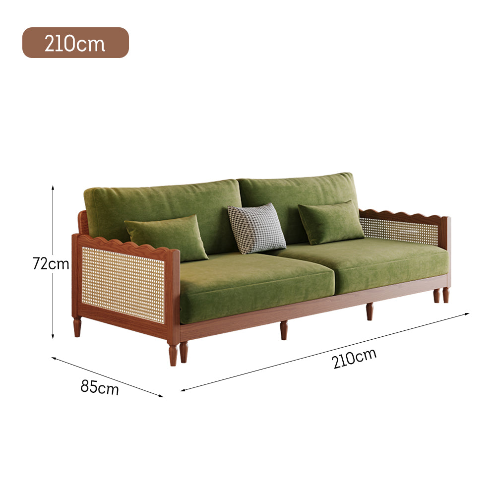 LIVARA 180cm/210cm/240cm/280cm Length Baby Velvet Fabric Sofa Bed Solid Wood Frame