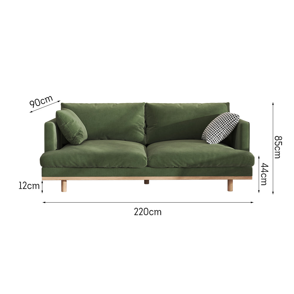 LIVARA HXSF01 Corduroy Fabric Sofa/Footstool Solid Wood Frame