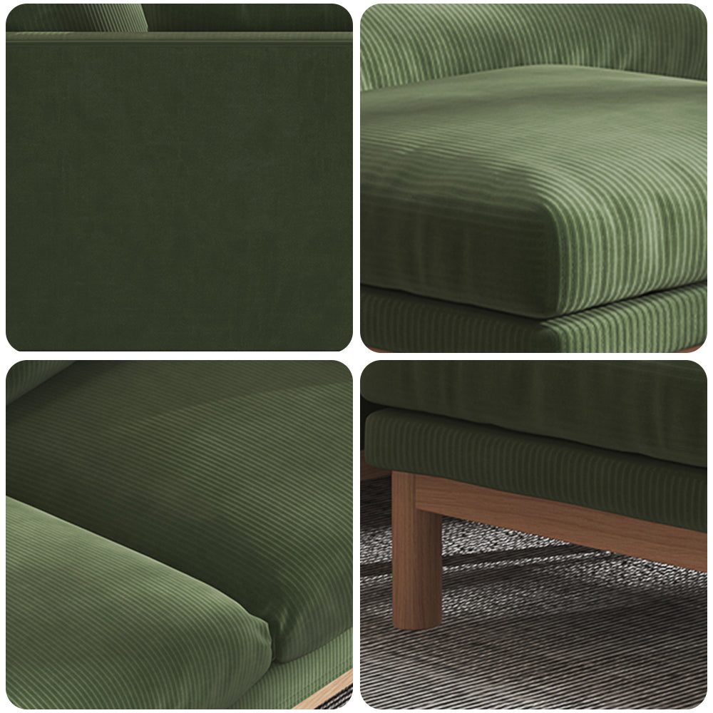 LIVARA HXSF01 Corduroy Fabric Sofa/Footstool Solid Wood Frame
