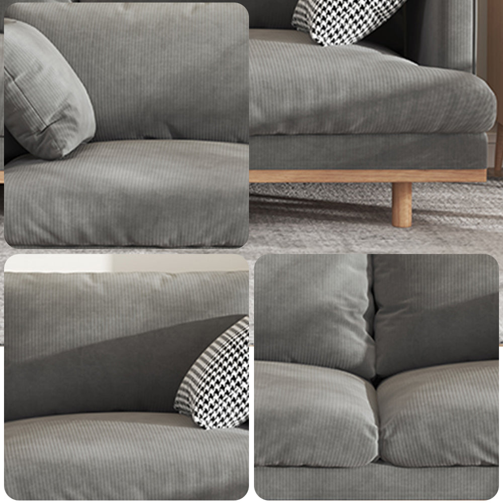 LIVARA HXSF01 Corduroy Fabric Sofa/Footstool Solid Wood Frame